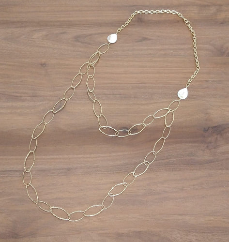 Collar de cadena con dos perlas