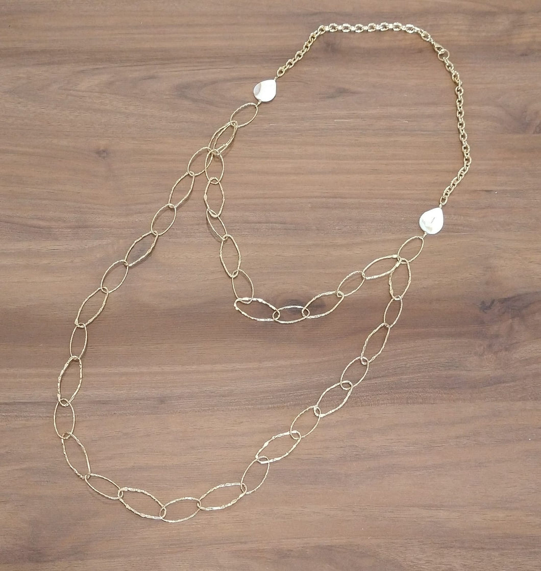 Collar de cadena con dos perlas