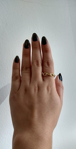 Anillo ajustable de eslabon liso y trenzado