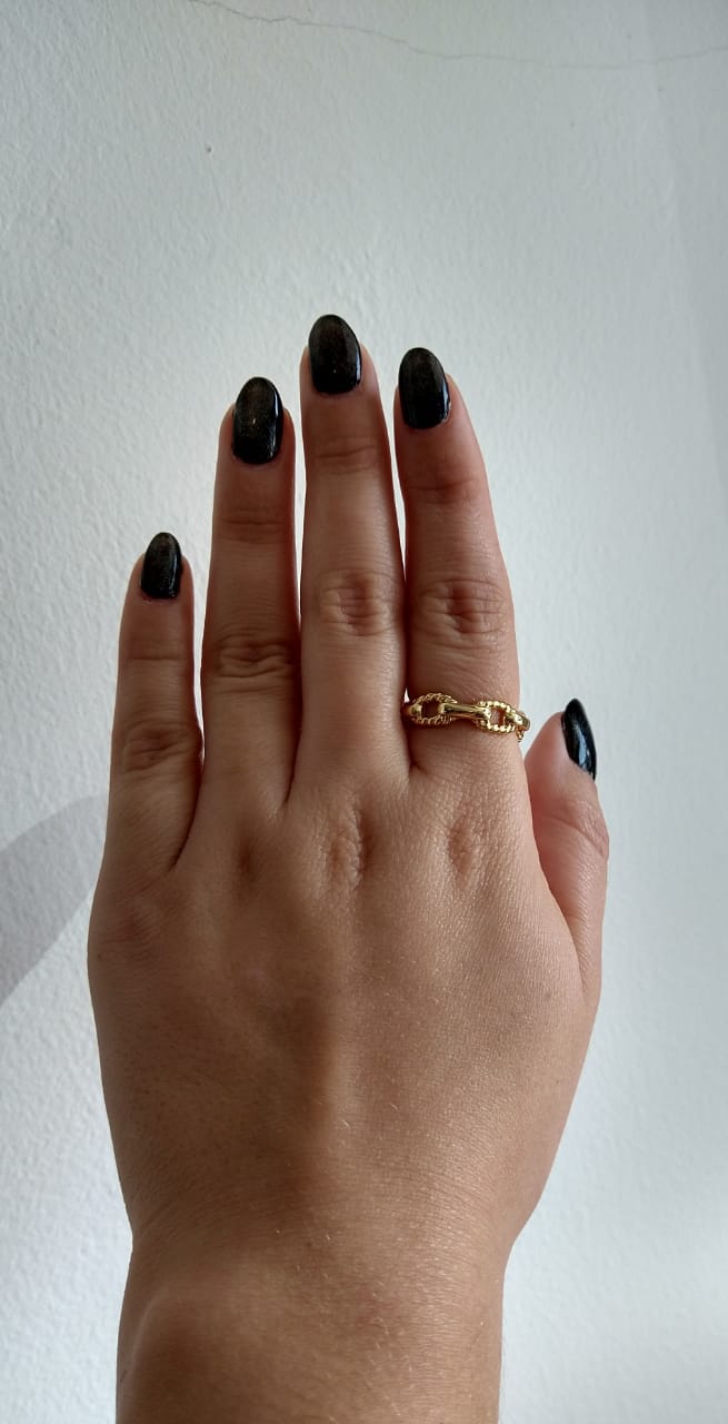Anillo ajustable de eslabon liso y trenzado