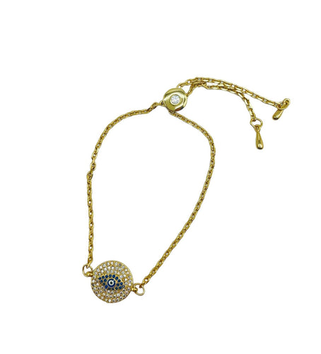 Pulsera ajustable de cadena con placa de ojo