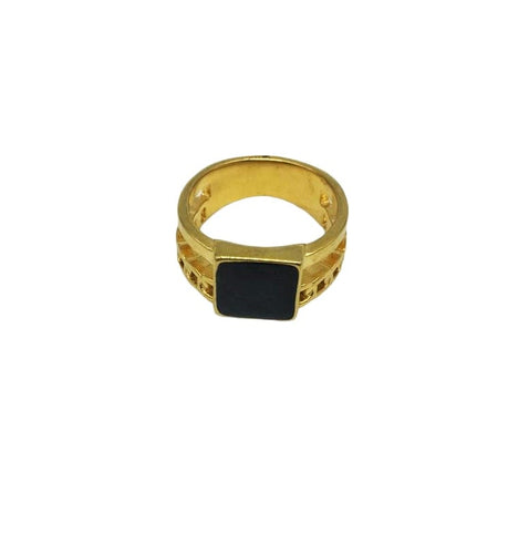 ANILLO DOBLE CON RECTANGULO NEGRO ESMALTADO