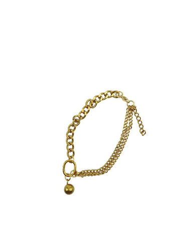 Pulsera cadena con argolla y bola colgante