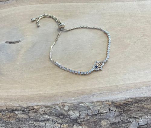 Pulsera Zirconia con mano de Fátima con Zirconia central