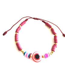 Cargar imagen en el visor de la galería, Pulsera rosa fiusha con colores y ojo