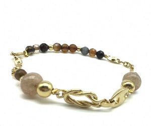 Pulsera agata café dije nudo