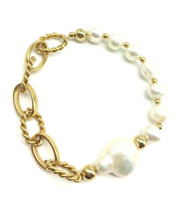 Pulsera de perlas con cadena perla barroca