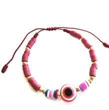 Cargar imagen en el visor de la galería, Pulsera rosa fiusha con colores y ojo