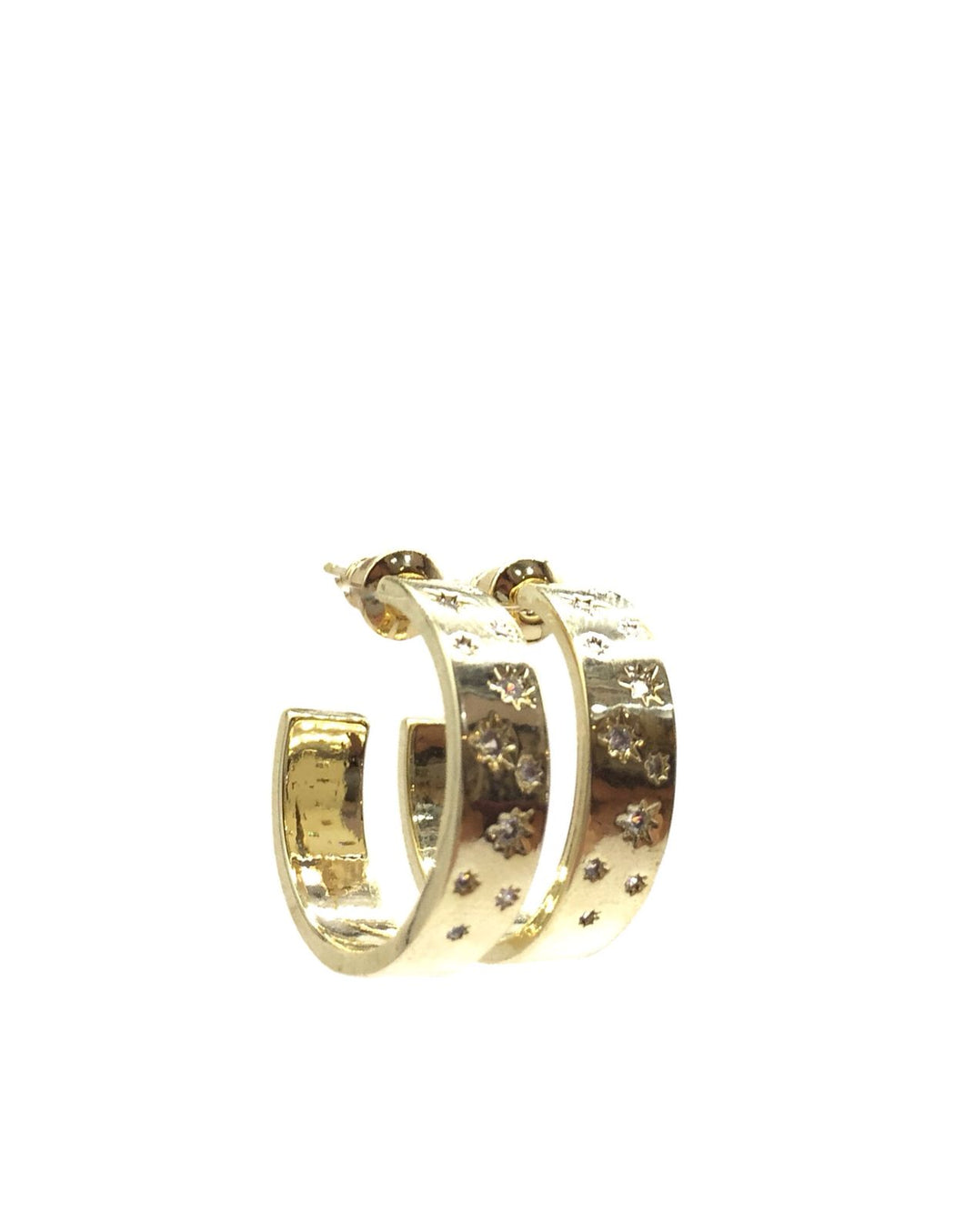 Arracada lisa con estrella norte y zirconia