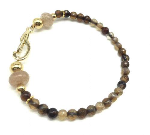 Pulsera agata café con broche