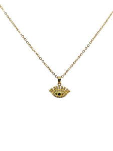 CADENA DIJE CON ZIRCONIA Y PIEDRA NEGRA