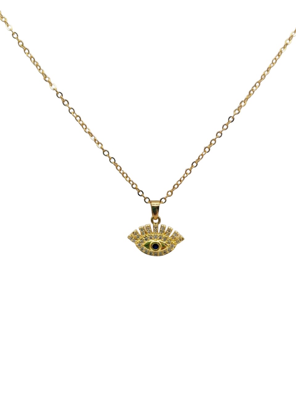 CADENA DIJE CON ZIRCONIA Y PIEDRA NEGRA