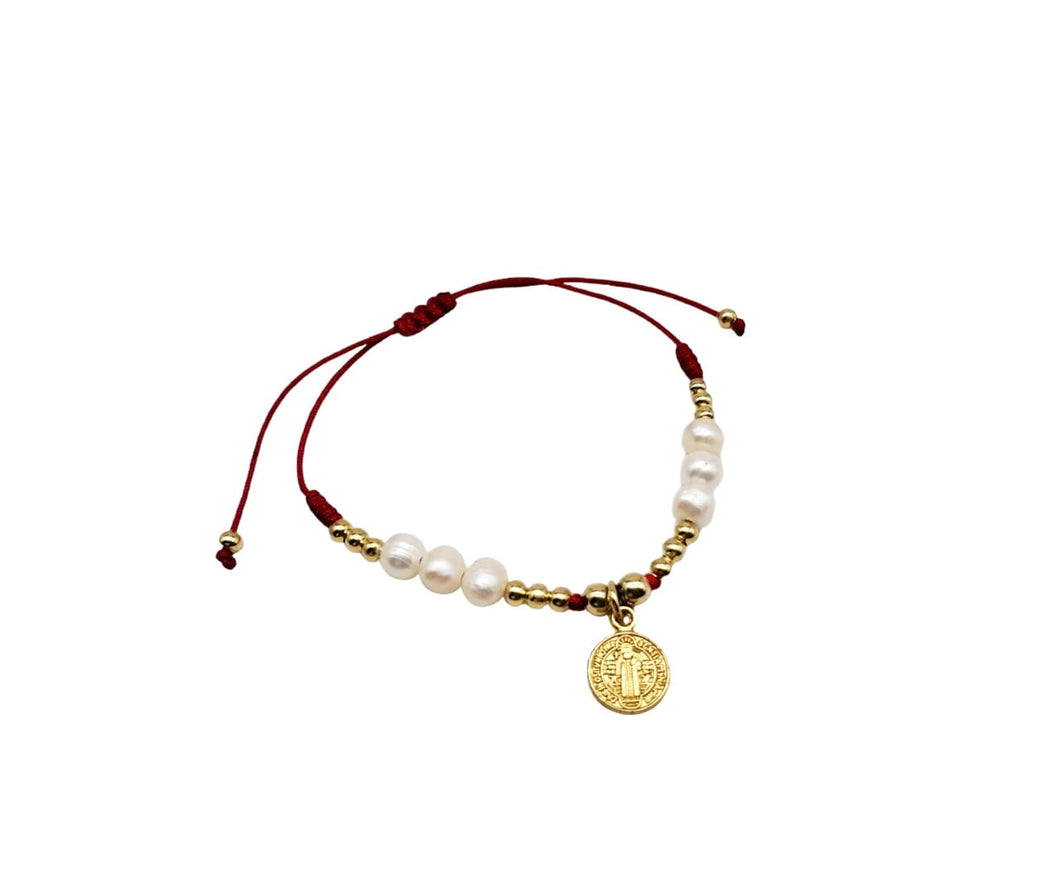 PULSERA SB HILO ROJO CON PERLAS