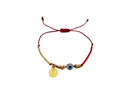 PULSERA HILO ROJO SAN BENITO Y OJO